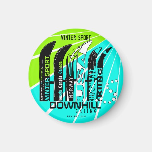 Downhill Ski Champions Snowblade CA Round Magnet (Vorne)