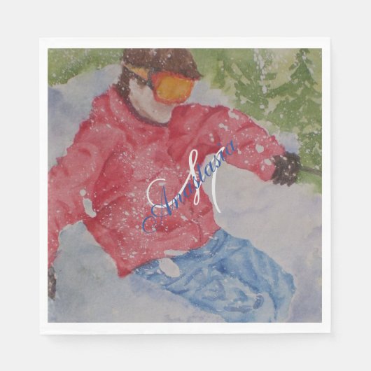 DOWNHILL SKI PARTY MONOGRAM SERVIETTE (Vorderseite)