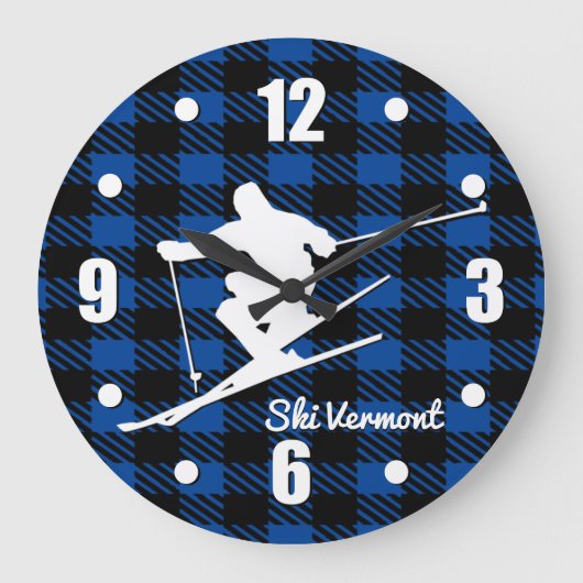 Downhill Ski Personalize Large Clock Große Wanduhr (Vorderseite)