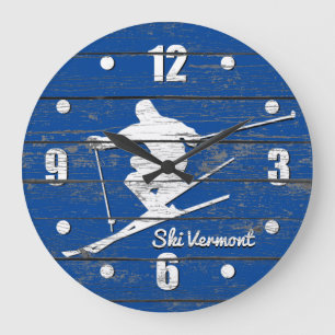 Downhill Ski Personalize Large Clock Große Wanduhr