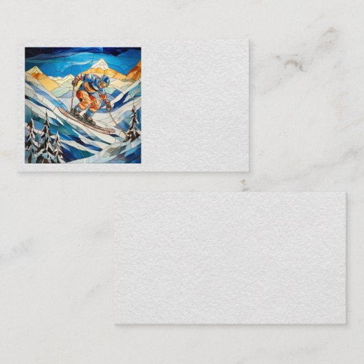 Downhill Skier Business Cards Visitenkarte (Vorne/Hinten)