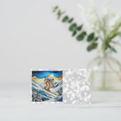 Downhill Skier Business Cards Visitenkarte (Stehend Vorderseite)