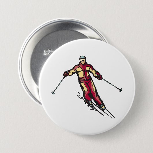 Downhill Skier Button (Vorne & Hinten)