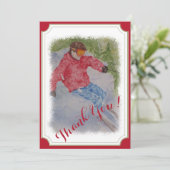 Downhill Skier Dankeskarte (Stehend Vorderseite)