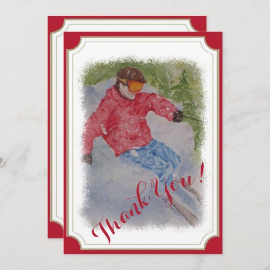 Downhill Skier Dankeskarte (Vorne/Hinten)