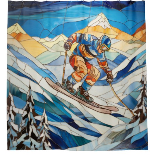 Downhill Skier Duschvorhang (Vorderseite)