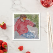 Downhill Skier Happy Birthday Party Serviette (Beispiel)
