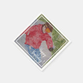 Downhill Skier Happy Birthday Party Serviette (Ecke)