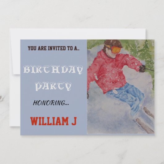 DOWNHILL SKIER INVITE EINLADUNG (Vorderseite)