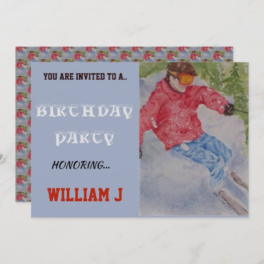 DOWNHILL SKIER INVITE EINLADUNG (Vorne/Hinten)