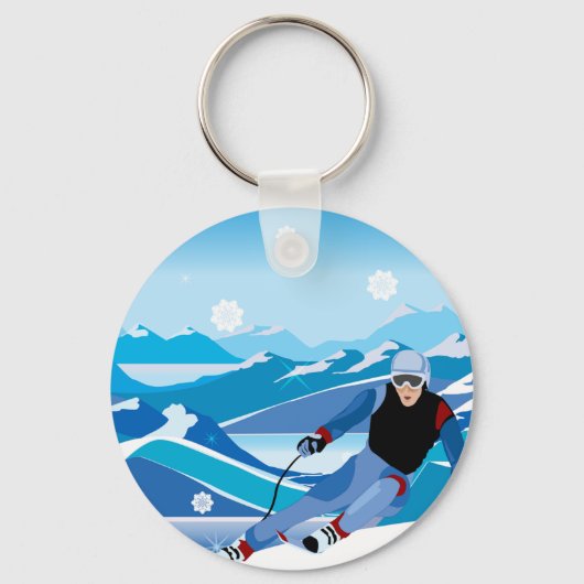 Downhill Skier Keychain Schlüsselanhänger (Vorderseite)