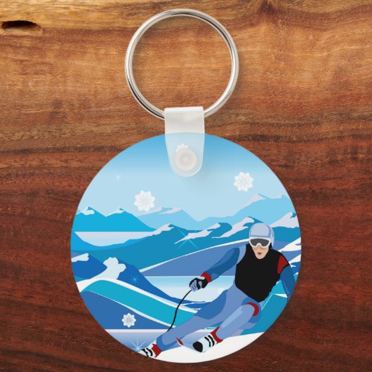 Downhill Skier Keychain Schlüsselanhänger (Vorderseite)