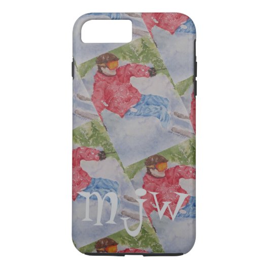 DOWNHILL SKIER MONOGRAM Case-Mate iPhone HÜLLE (Rückseite)