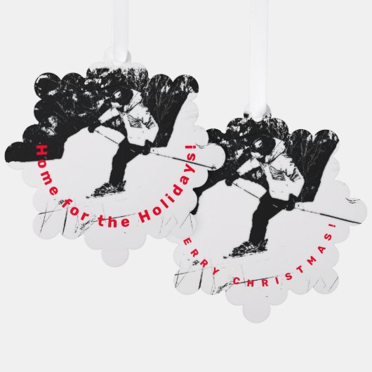 Downhill Skier Ornament Karte (Vorderseite/Rückseite)