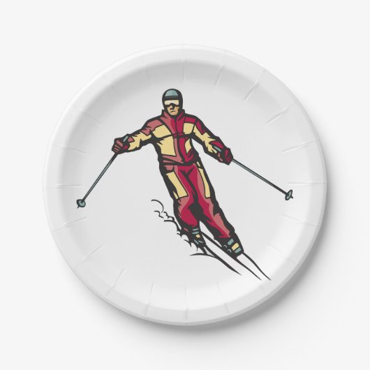 Downhill Skier Pappteller (Vorderseite)