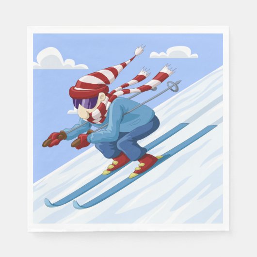 Downhill Skier Serviette (Vorderseite)