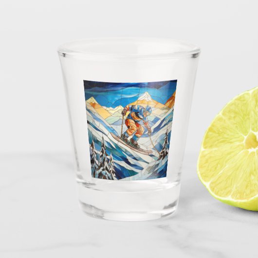 Downhill Skier Shot Glass Schnapsglas (Vorderseite)