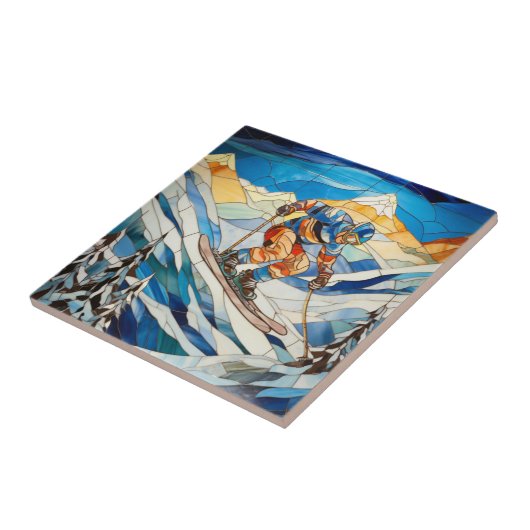 Downhill Skier Tile Fliese (Seite)