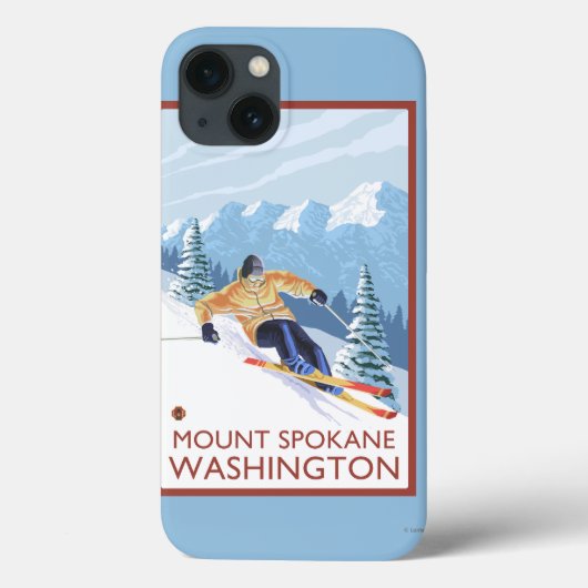 Downhill Snow Skier - Berg Spokane, Case-Mate iPhone Hülle (Rückseite)