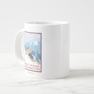 Downhill Snow Skier - Berg Spokane, Jumbo-Tasse
