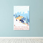 Downhill Snow Skier - Berg Spokane, Leinwanddruck (Insitu (Holzboden))