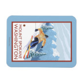 Downhill Snow Skier - Berg Spokane, Magnet (Horizontal)