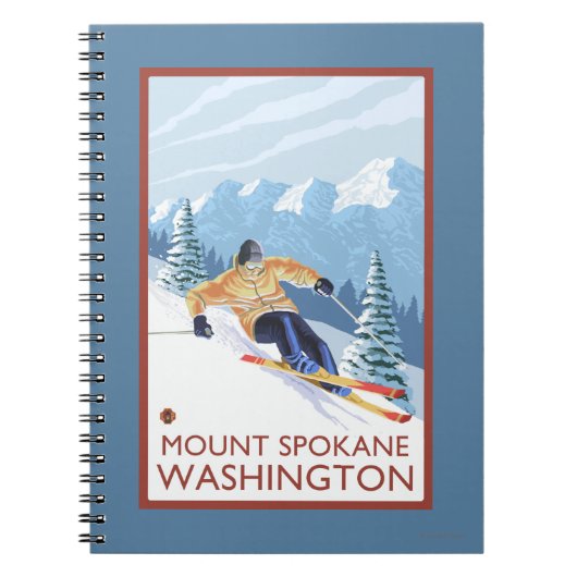 Downhill Snow Skier - Berg Spokane, Notizblock (Vorderseite)