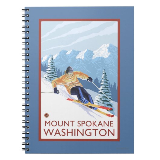 Downhill Snow Skier - Berg Spokane, Notizblock (Vorderseite)