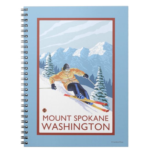 Downhill Snow Skier - Berg Spokane, Notizblock (Vorderseite)