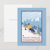 Downhill Snow Skier - Berg Spokane, Postkarte (Vorne/Hinten)