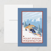 Downhill Snow Skier - Berg Spokane, Postkarte (Vorne/Hinten)