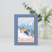 Downhill Snow Skier - Berg Spokane, Postkarte (Stehend Vorderseite)