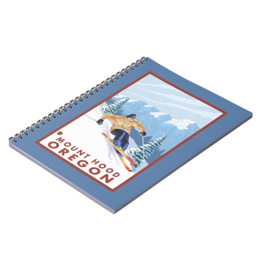 Downhill Snow Skier - Berghof, Oregon Notizblock (Linke Seite)