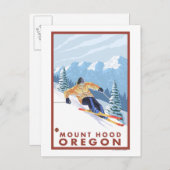 Downhill Snow Skier - Berghof, Oregon Postkarte (Vorne/Hinten)