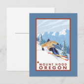 Downhill Snow Skier - Berghof, Oregon Postkarte (Vorne/Hinten)