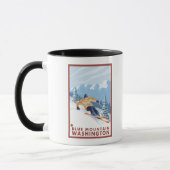 Downhill Snow Skier - Blauer Berg, Tasse (Links)