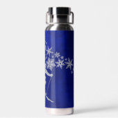 Downhill Snow Skier Blue Monogram Trinkflasche (Rückseite)
