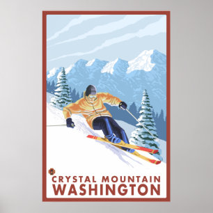 Downhill Snow Skier - Crystal Mountain, WA Poster