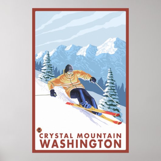 Downhill Snow Skier - Crystal Mountain, WA Poster (Vorne)