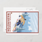 Downhill Snow Skier - Crystal Mountain, WA Postkarte (Vorne/Hinten)