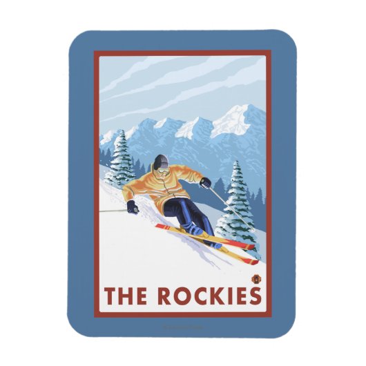 Downhill Snow Skier - Die Rockies Magnet (Vertikal)