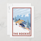 Downhill Snow Skier - Die Rockies Postkarte (Vorne/Hinten)