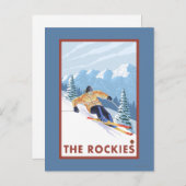 Downhill Snow Skier - Die Rockies Postkarte (Vorne/Hinten)