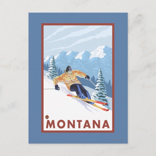 Downhill Snow Skier - Montana Postkarte (Vorderseite)