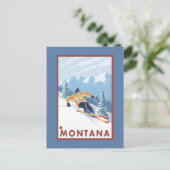 Downhill Snow Skier - Montana Postkarte (Stehend Vorderseite)