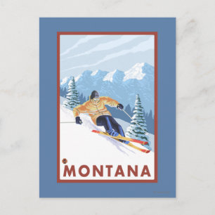 Downhill Snow Skier - Montana Postkarte