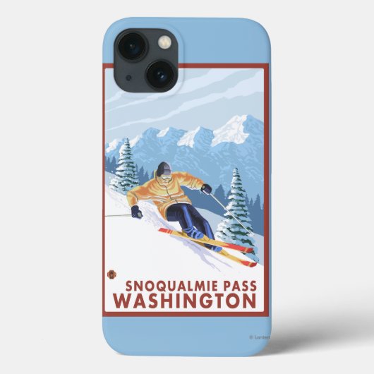 Downhill Snow Skier - Snoqualmie Pass, WA Case-Mate iPhone Hülle (Rückseite)