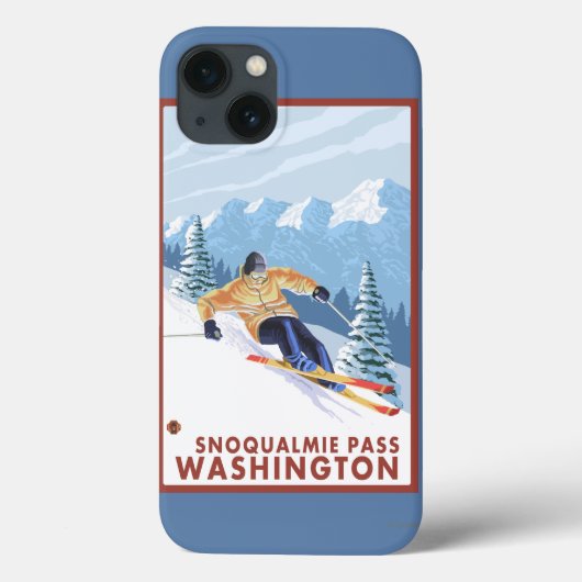 Downhill Snow Skier - Snoqualmie Pass, WA Case-Mate iPhone Hülle (Rückseite)