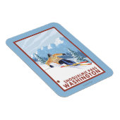 Downhill Snow Skier - Snoqualmie Pass, WA Magnet (Rechte Seite)