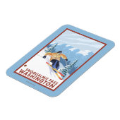 Downhill Snow Skier - Snoqualmie Pass, WA Magnet (Linke Seite)